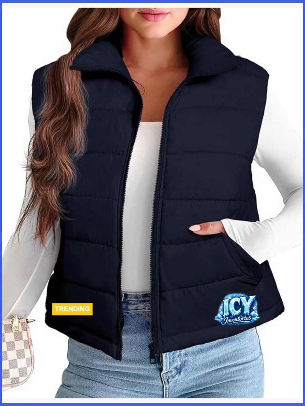 Detachable Hooded Puffer Vest Quilted Polyester Sleeveless Zipper